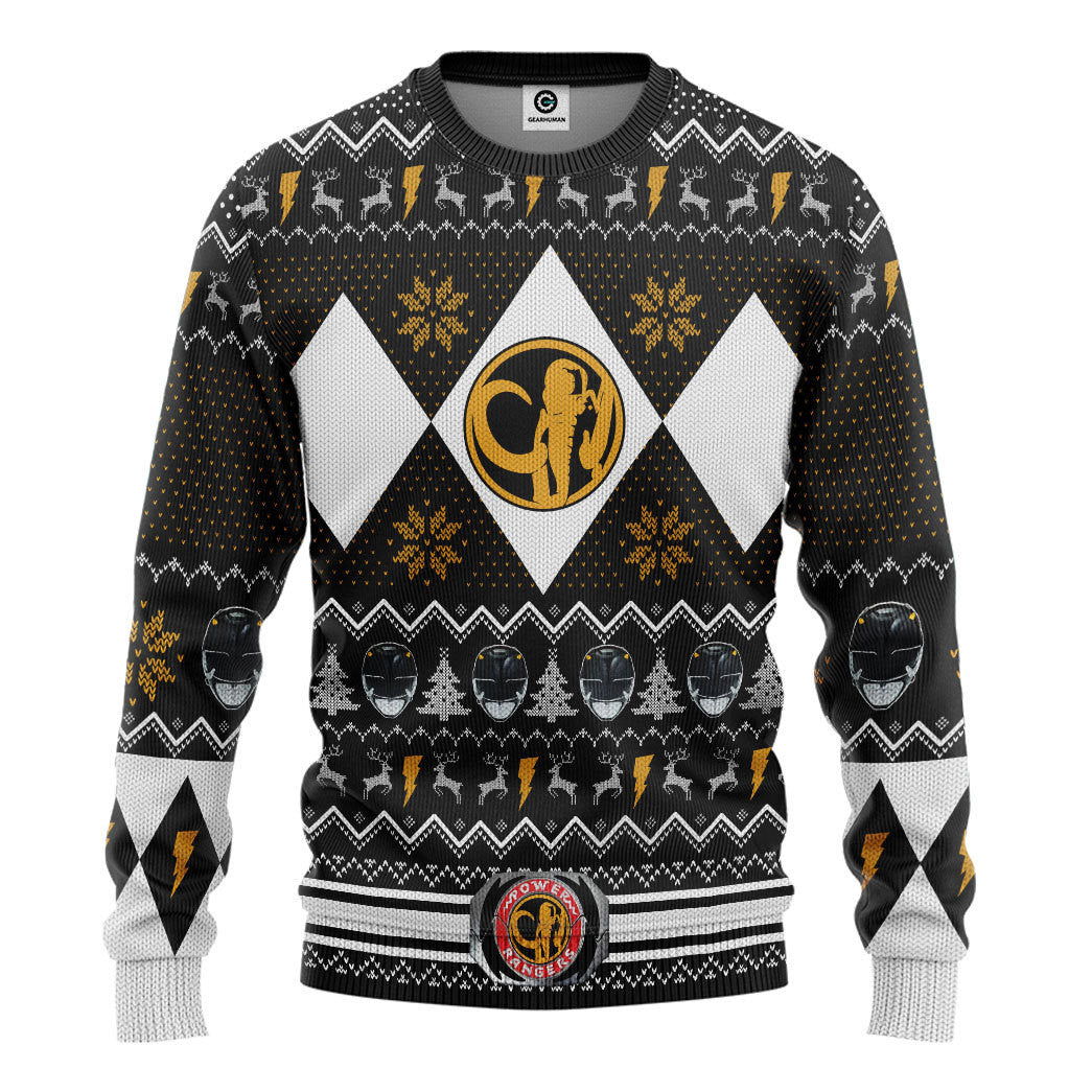 MMPR Black Ranger Christmas Custom Ugly Sweater