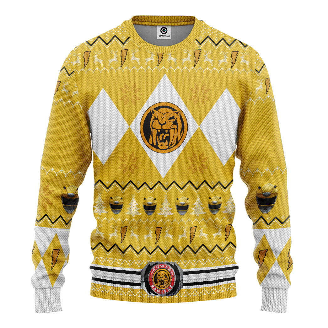 MMPR Yellow Ranger Christmas Custom Ugly Sweater