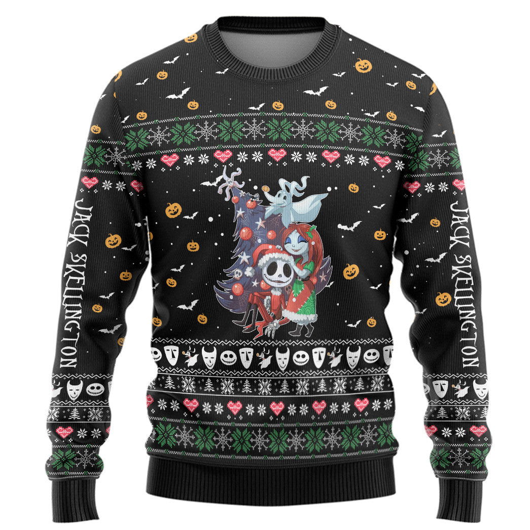 Nightmare Before Christmas Jack And Sally Custom Ugly Sweater