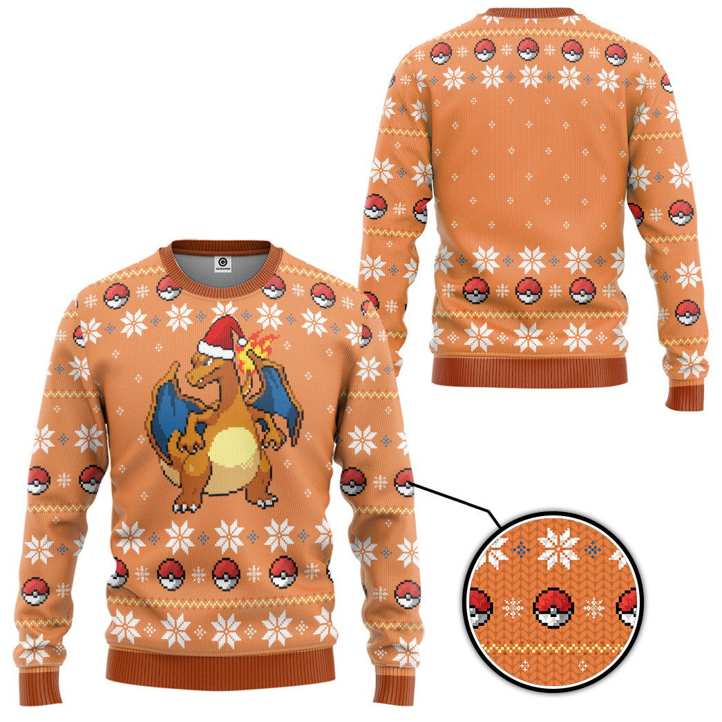 PKM Blaze Charizard Ugly Gift For Christmas Custom Ugly Sweater