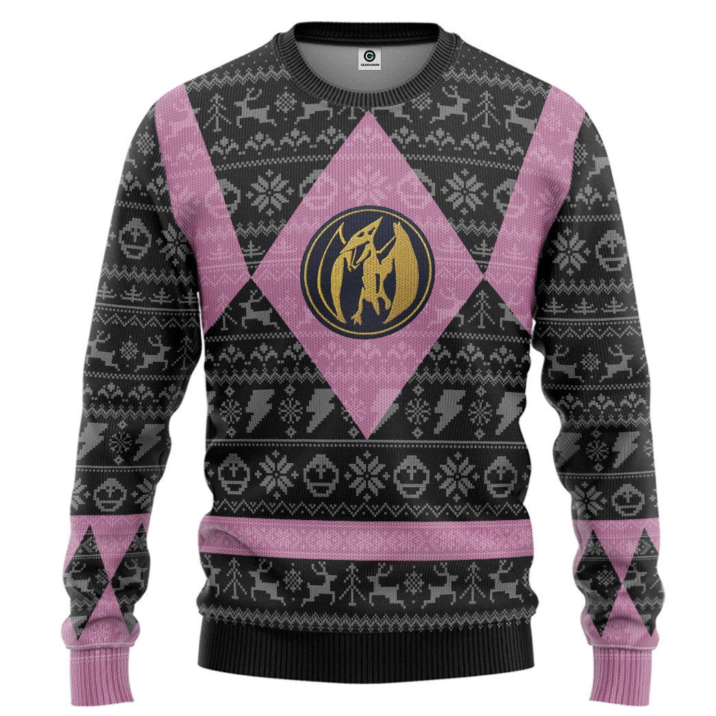 Power Ranger Mighty Morphin Pink Power Ranger Ugly Christmas Limited Edition Custom Ugly Sweater