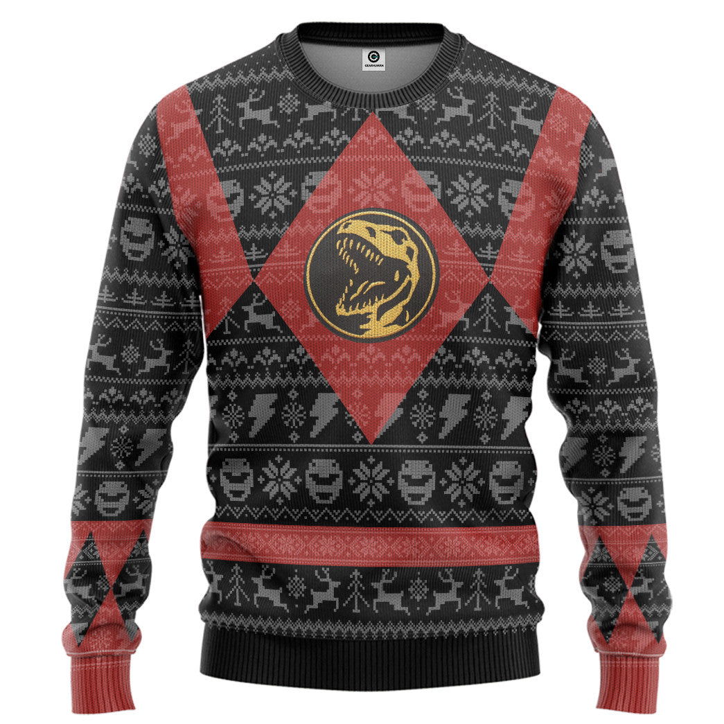 Power Ranger Mighty Morphin Red Power Ranger Ugly Christmas Limited Edition Custom Ugly Sweater