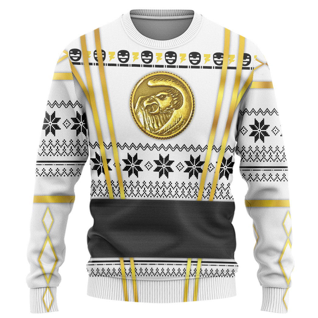 White Ninja Mighty Morphin Power Rangers Custom Ugly Sweater