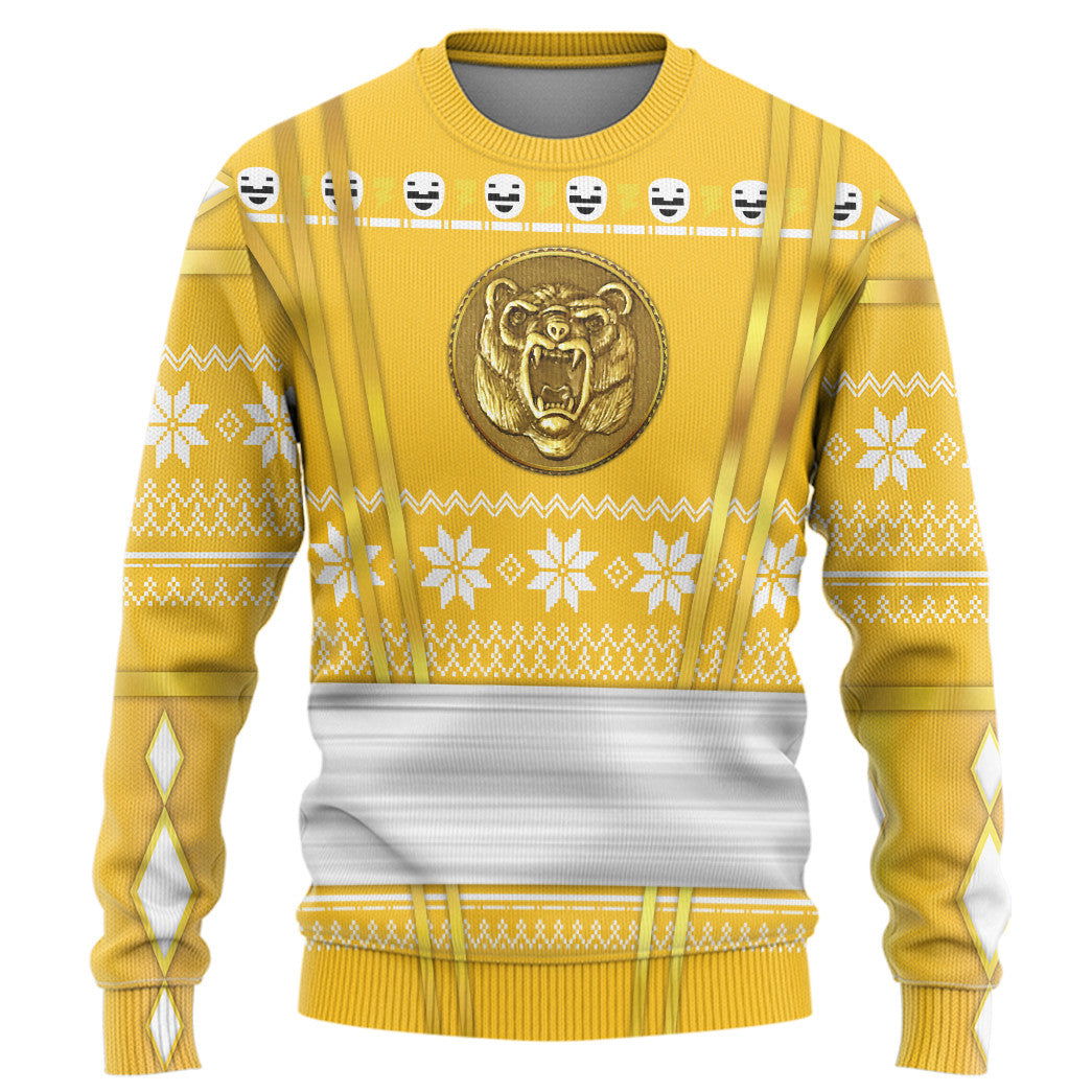 Yellow Ninja Mighty Morphin Power Rangers Custom Ugly Sweater