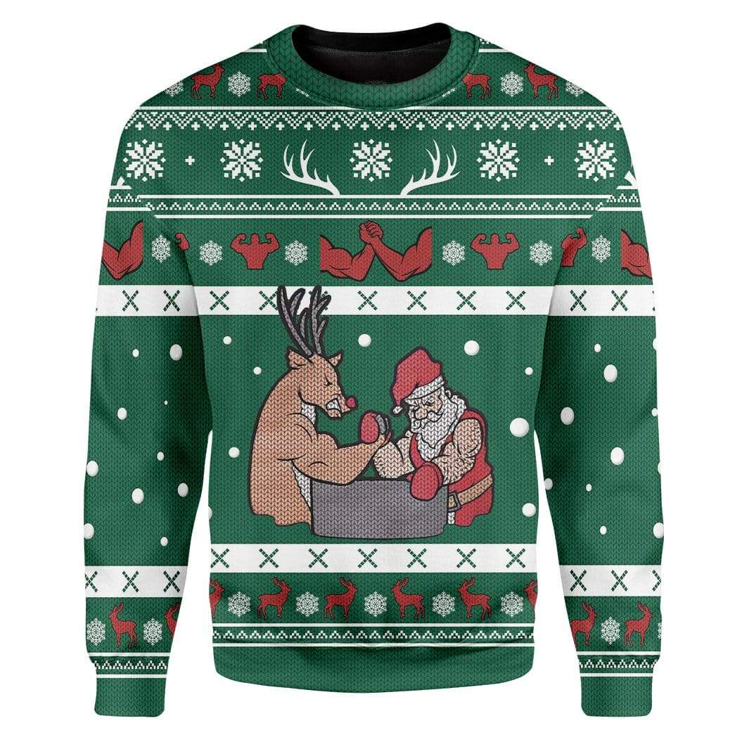 Custom Ugly Christmas Reindeer And Santa Sweater Jumper