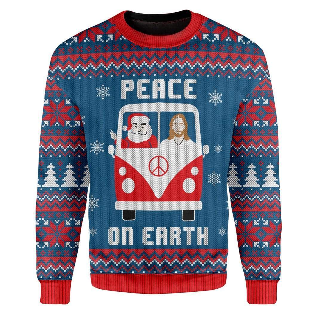 Custom Ugly Peace On Earth Christmas Sweater Jumper