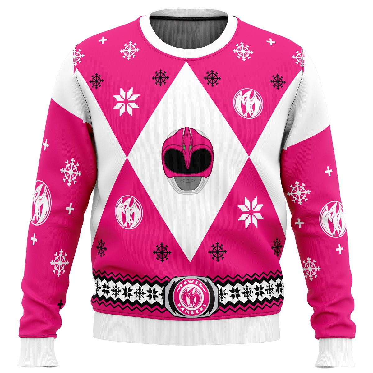 Mighty Morphin Power Rangers Pink Ugly Christmas Sweater