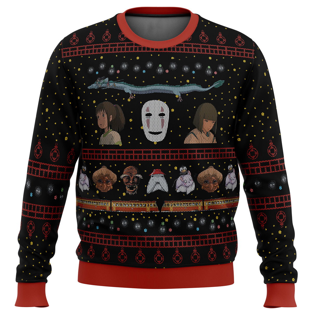 Studio Ghibli No Face Spirited Away Ugly Christmas Sweater