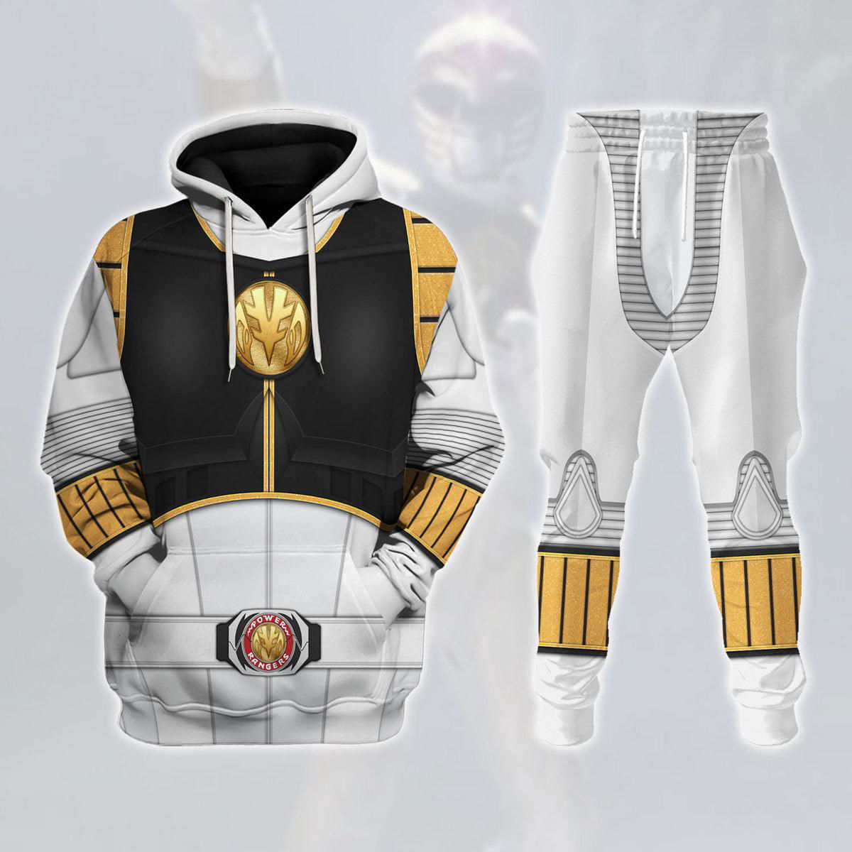 1995 White Ranger Mighty Morphin Hoodies Sweatshirt T-shirt Hawaiian Tracksuit