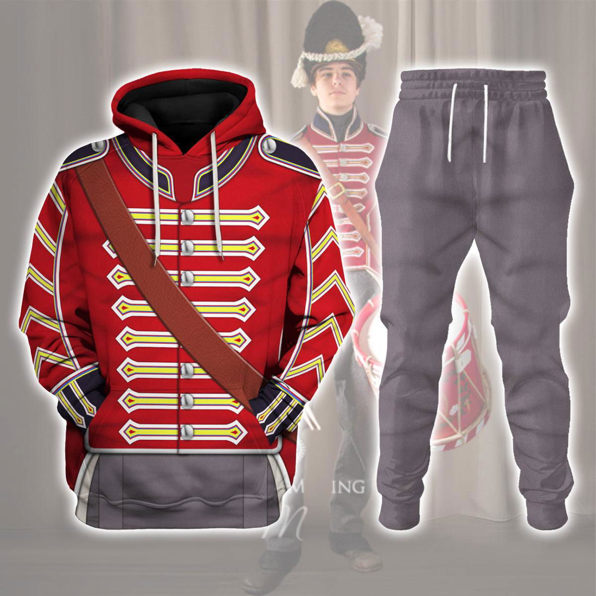 23rd Foot ( Royal Welch Fuzileers ) Drummer (1812-1815) Uniform All Over Print Hoodie Sweatshirt T-Shirt Tracksuit