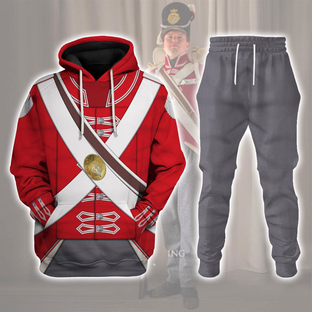 33rd Foot (1st Yorkshire West Riding) Private Centre Company (1812-1815) Uniform All Over Print Hoodie Sweatshirt T-Shirt Tracksuit