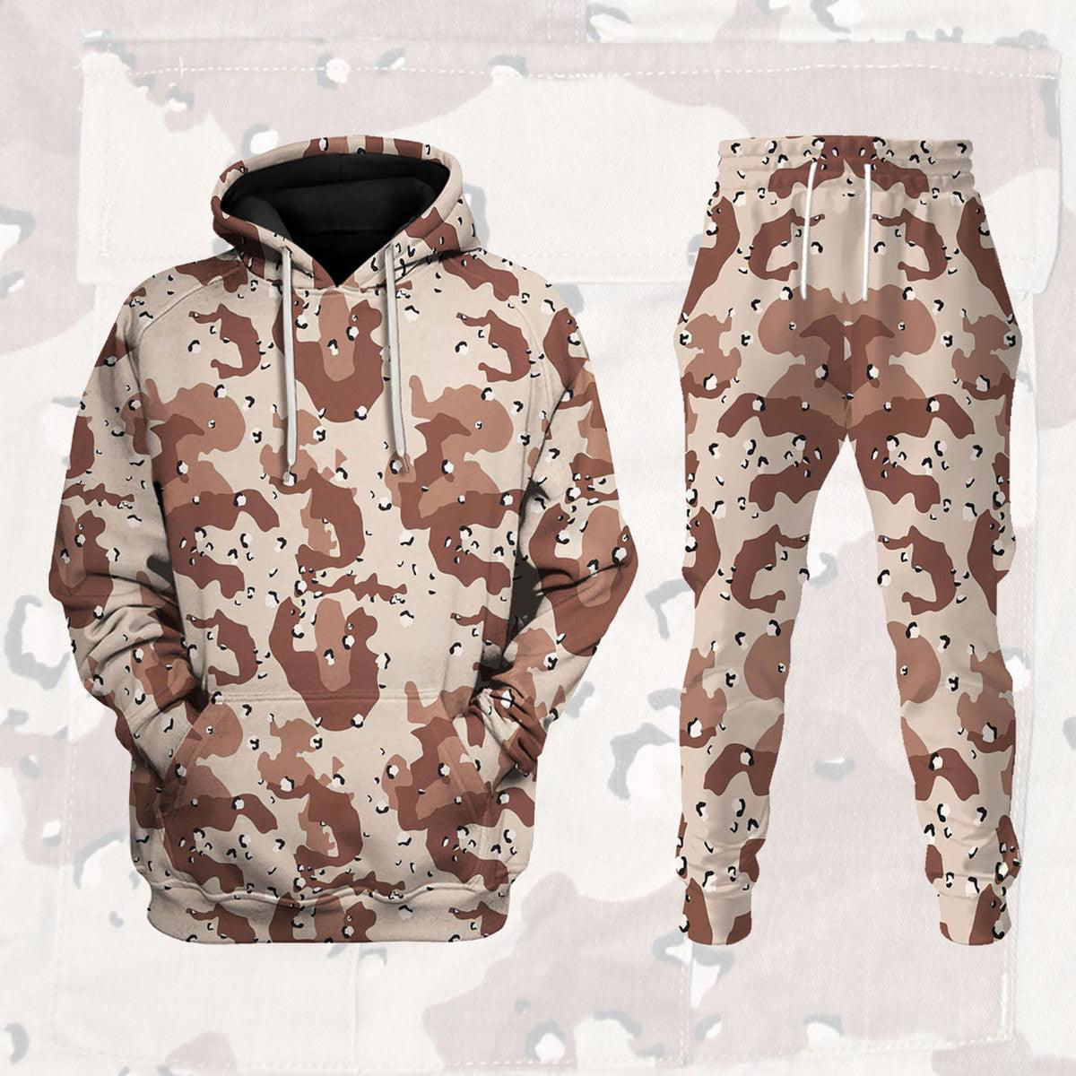 American Chocolate Chip Desert Battle Dress Uniform Camo Costume Hoodie Sweatshirt T-Shirt Tracksuit