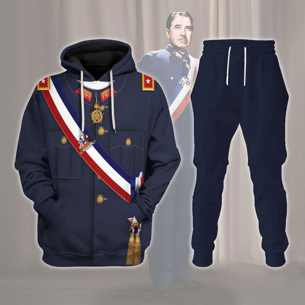 Augusto Pinochet 29th President Of Chile Costume Hoodie Sweatshirt T-Shirt Tracksuit