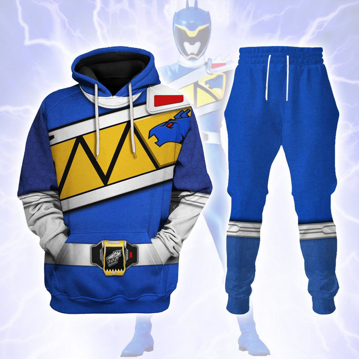 Blue Power Rangers Dino Charge Hoodies Sweatshirt T-shirt Hawaiian