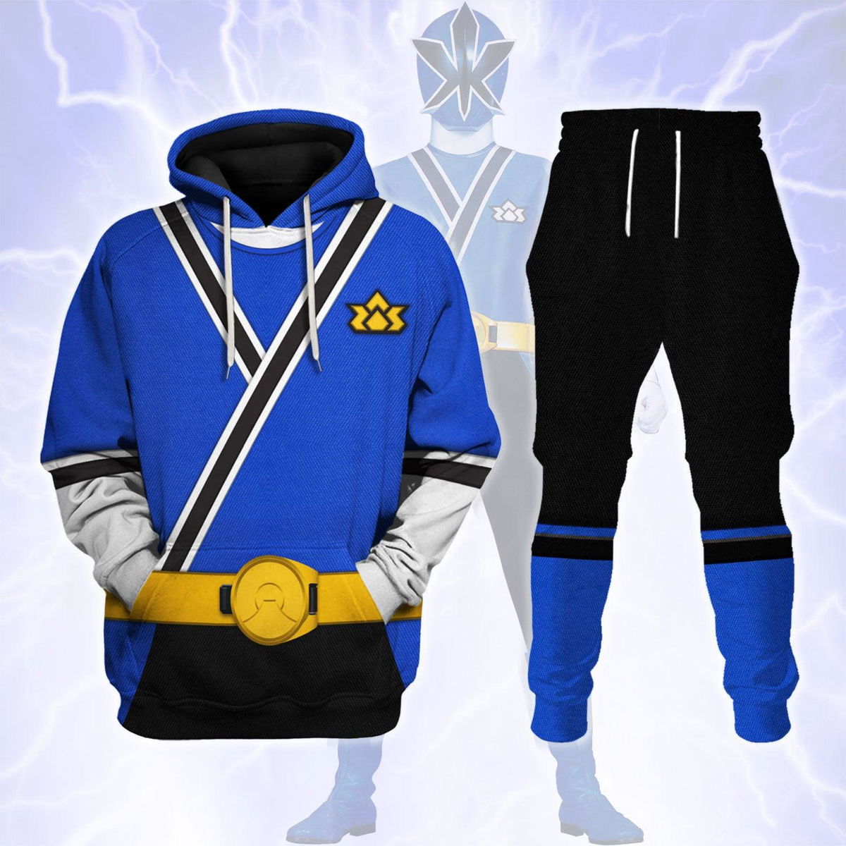 Blue Power Rangers Samurai Hoodies Sweatshirt T-shirt Hawaiian Tracksuit