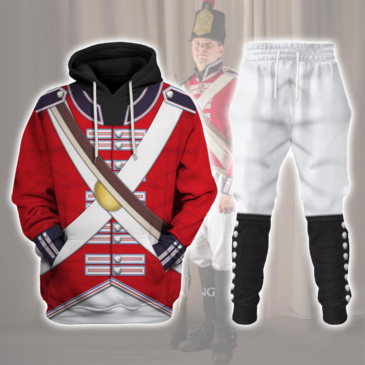 British Line Regiment (1802-1812) Uniform All Over Print Hoodie Sweatshirt T-Shirt Tracksuit