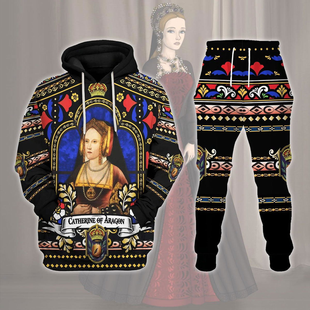 Catherine of Aragon Queen of England Costume Hoodie Sweatshirt T-Shirt Tracksuit