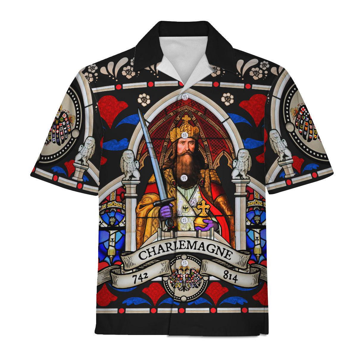 Charlemagne – Stained Glass in Cologne Cathedral Hawaiian Shirt Beach short