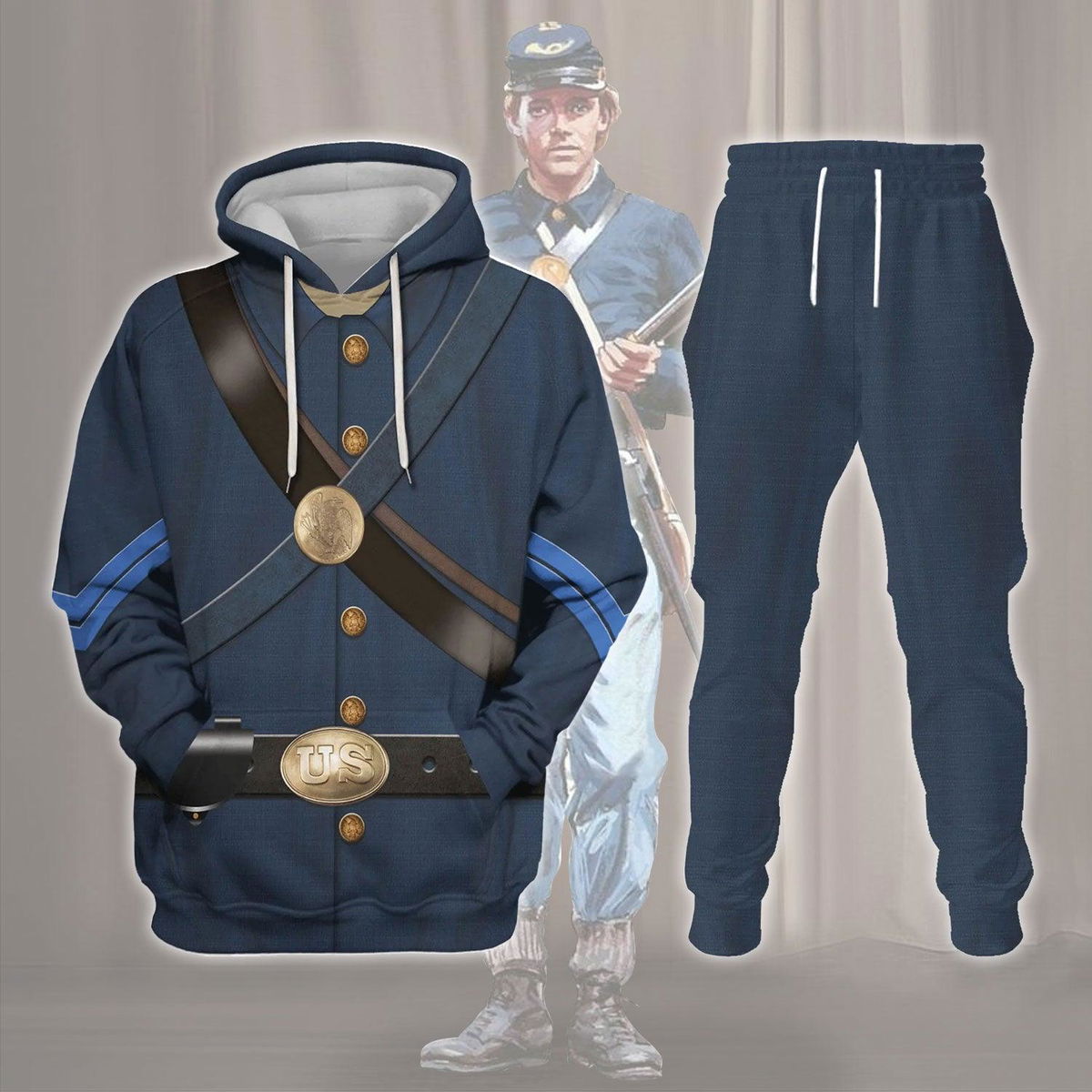 Civil Wars of Blue Union Infantryman Costume Hoodie Sweatshirt T-Shirt Tracksuit