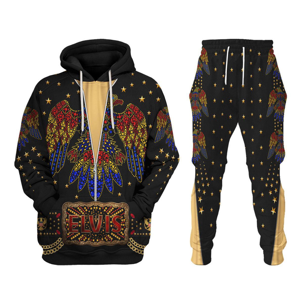 Elvis Aloha Costume from Hawaii Black Hoodie Sweatshirt T-Shirt Sweatpants