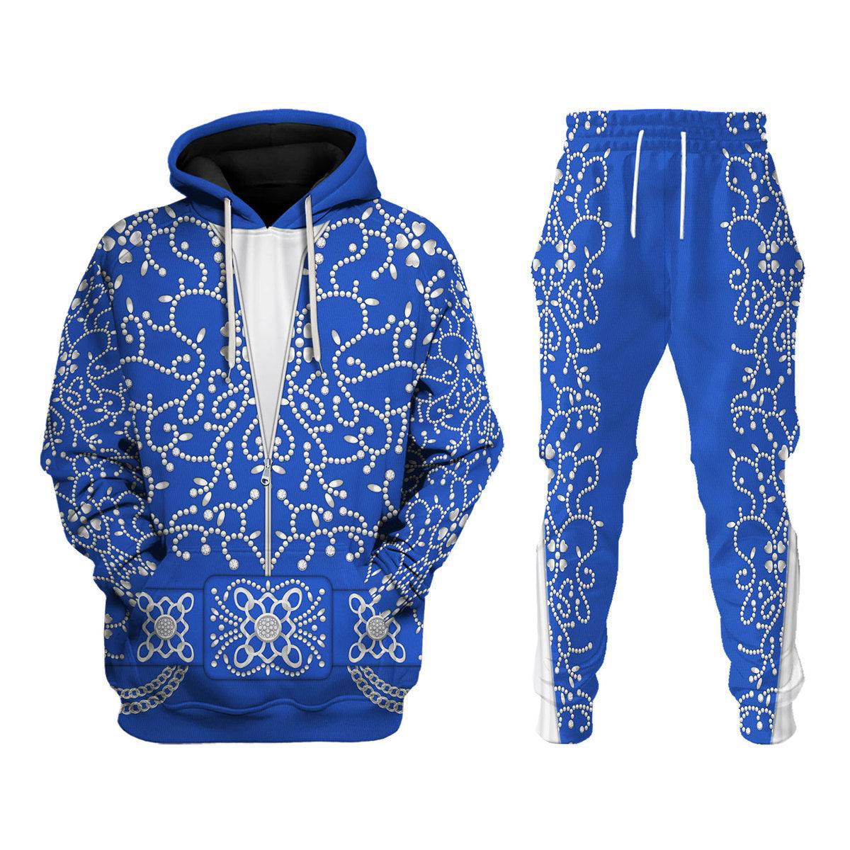 Elvis Blue Swirl Costume Hoodie Sweatshirt T-Shirt Sweatpants