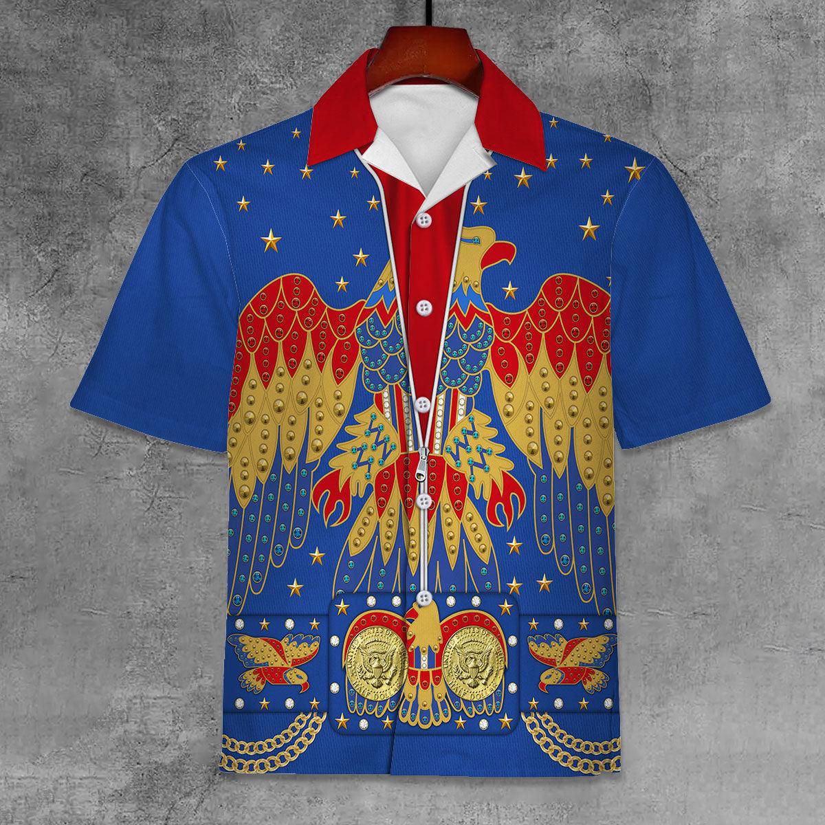 Elvis Eagle Blue Unisex Hawaii Shirt