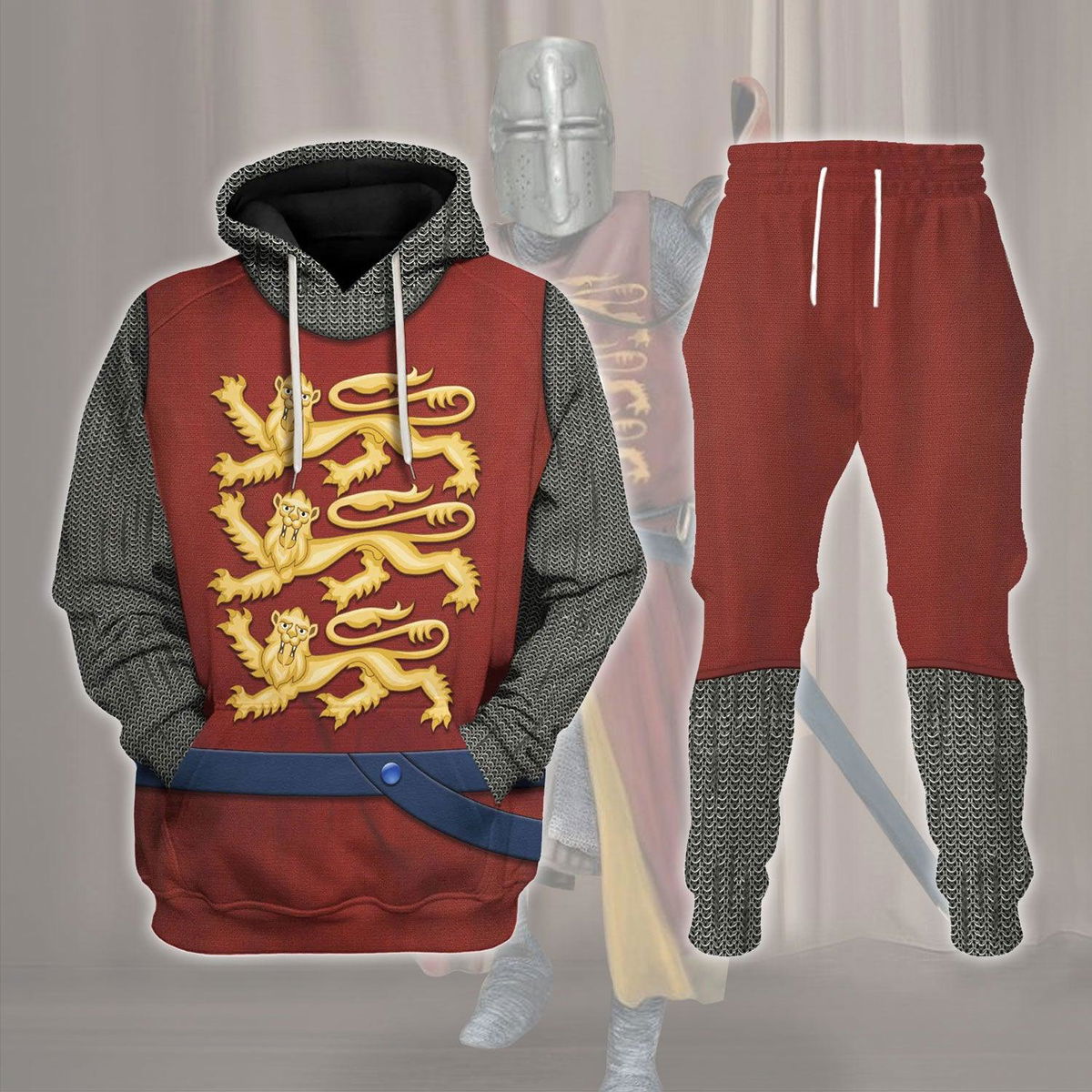 English Knight Costume Hoodie Sweatshirt T-Shirt Tracksuit