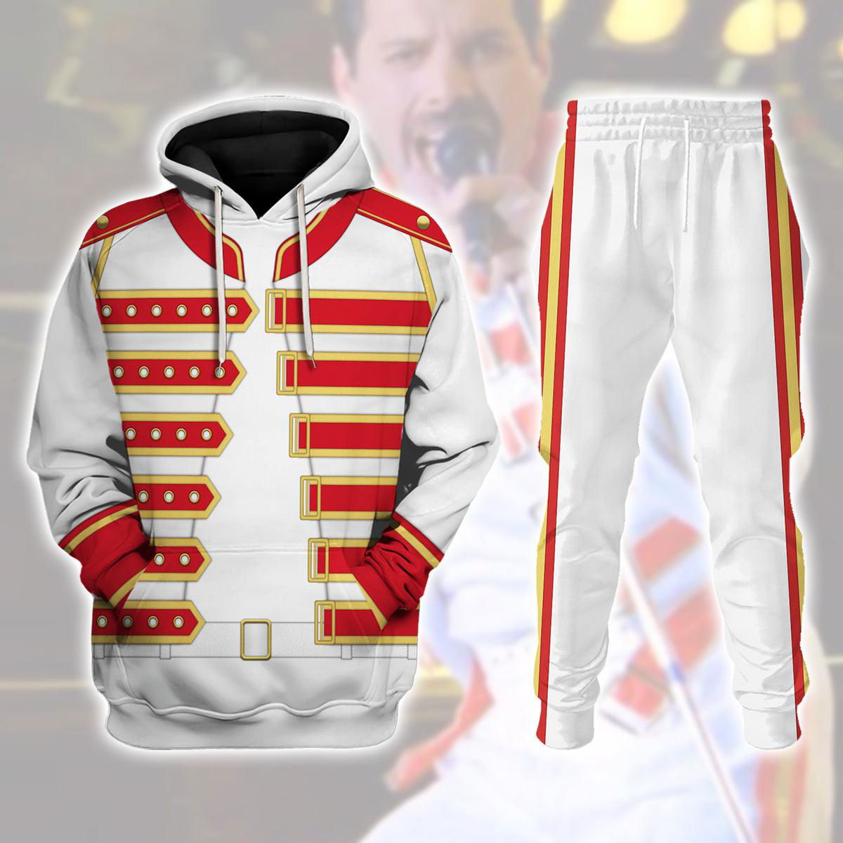 Freddie Mercury Costume Wembley Red Hoodie Sweatshirt T-Shirt Tracksuit