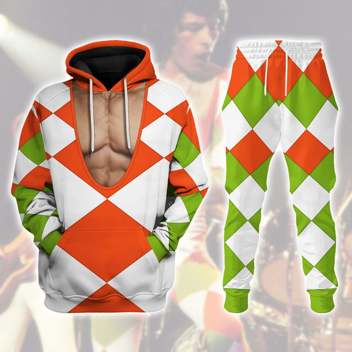 Freddie Mercury Outfit Costume Hoodie Sweatshirt T-Shirt Tracksuit