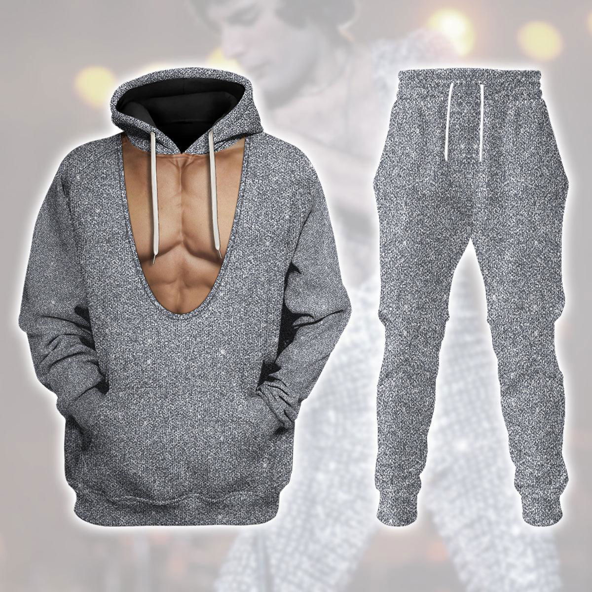 Freddie Mercury Sparkly Silver Sequined Bodysuit Costume Hoodie Sweatshirt T-Shirt Tracksuit