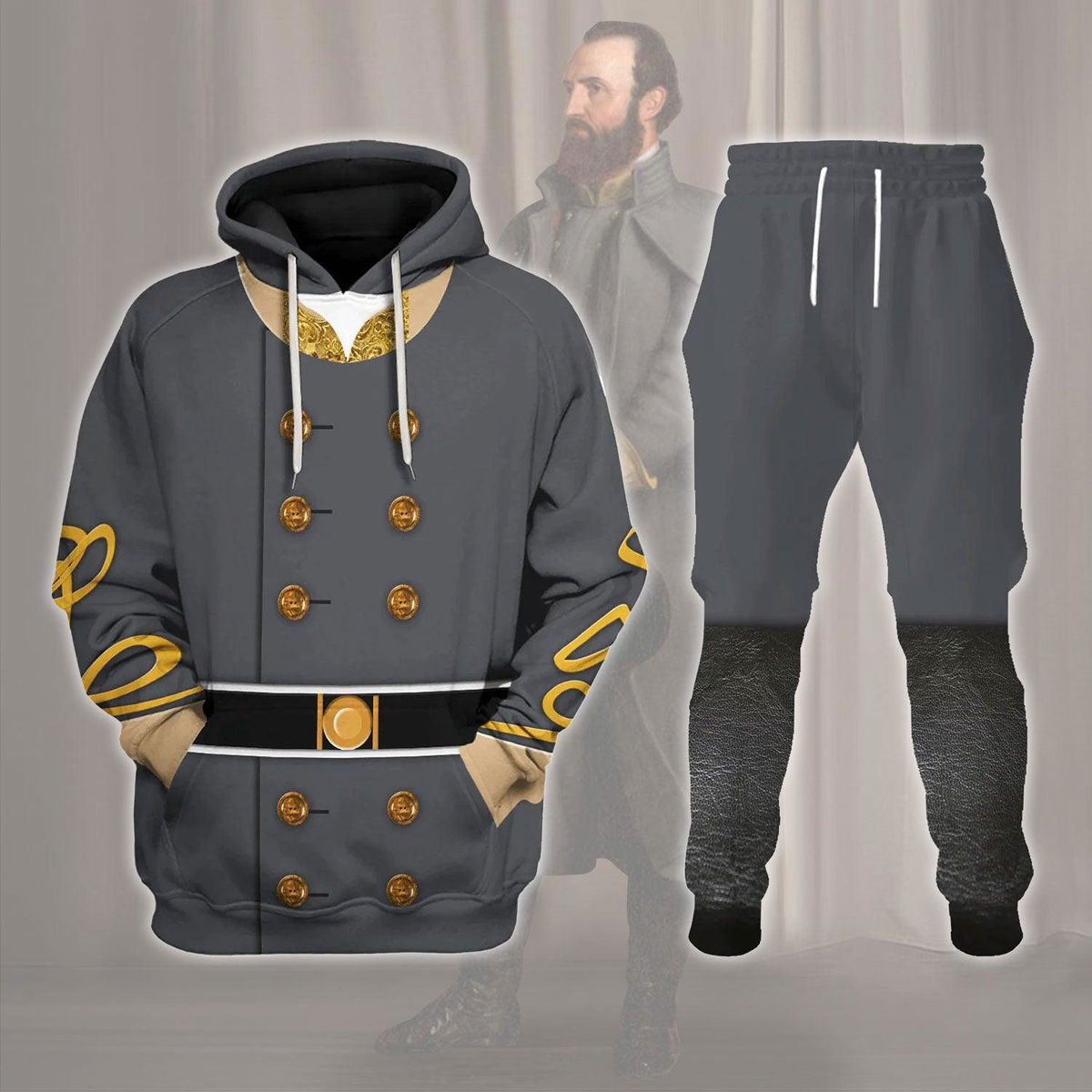 General Thomas Stonewall Jackson Costume Hoodie Sweatshirt T-Shirt Tracksuit