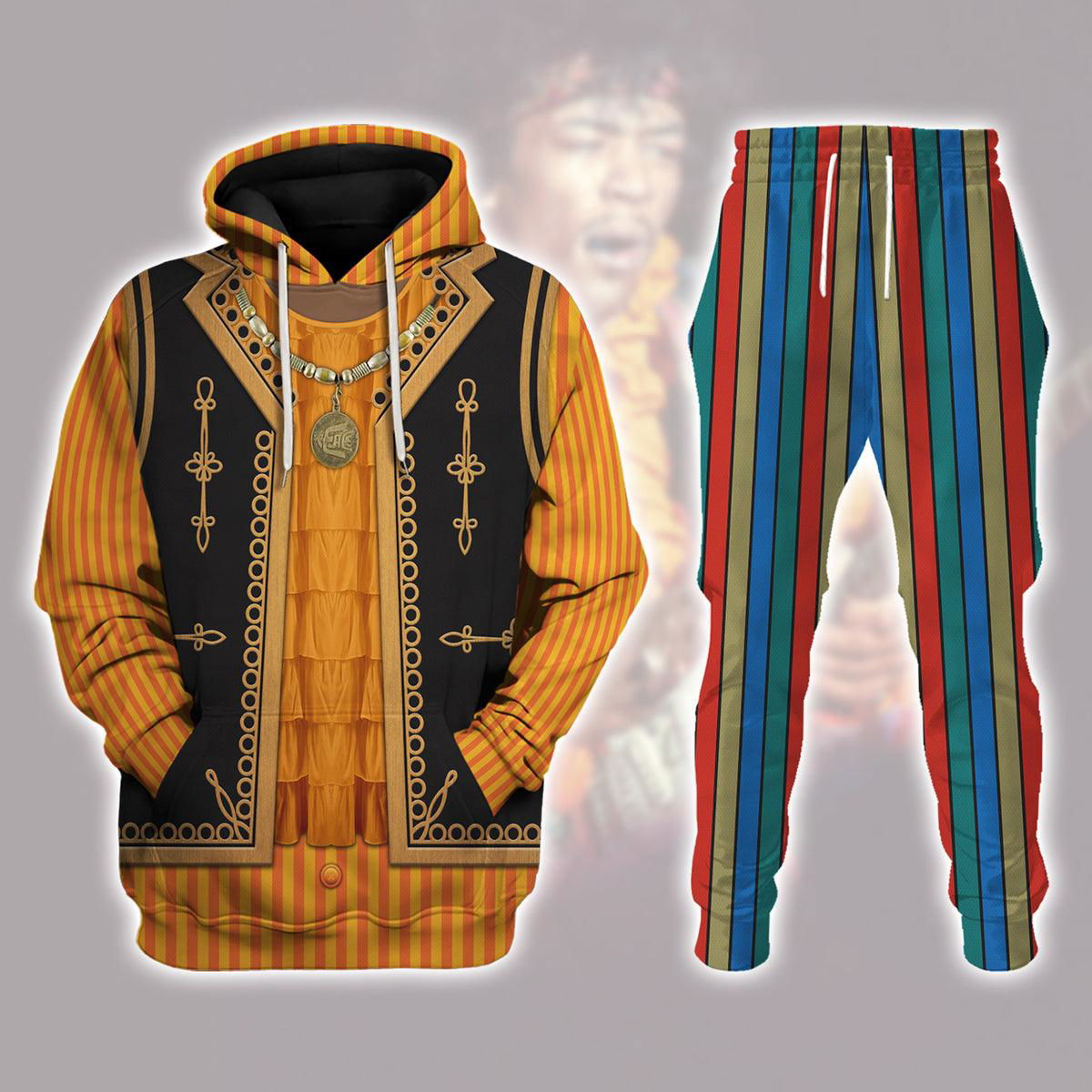 Guitar Burning Outfit Jimi Hendrix Costume Hoodie Sweatshirt T-Shirt Tracksuit