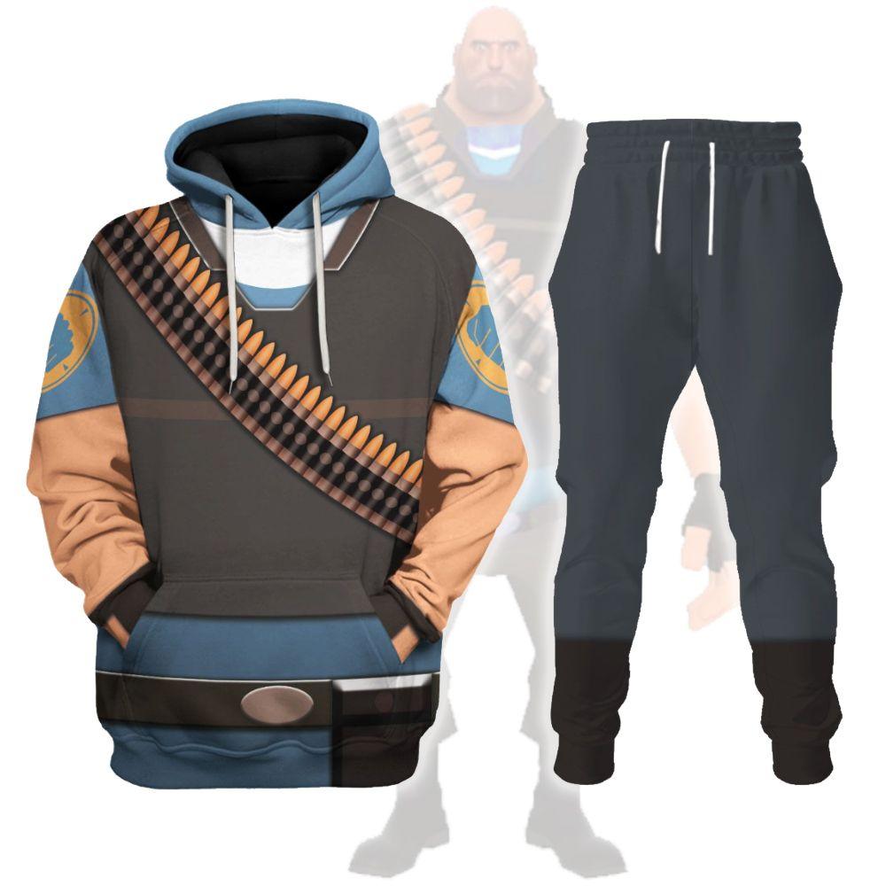 Heavy Blue Team TF2 Costume Hoodie Sweatshirt T-Shirt Tracksuit