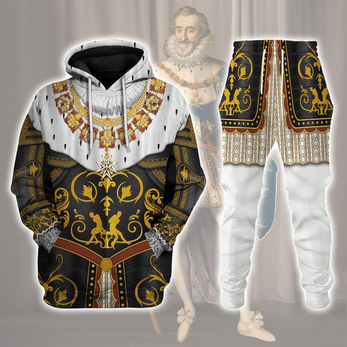 Henry IV De Bourbon Coronation Robes Costume All Over Print Hoodie Sweatshirt T-Shirt Tracksuit