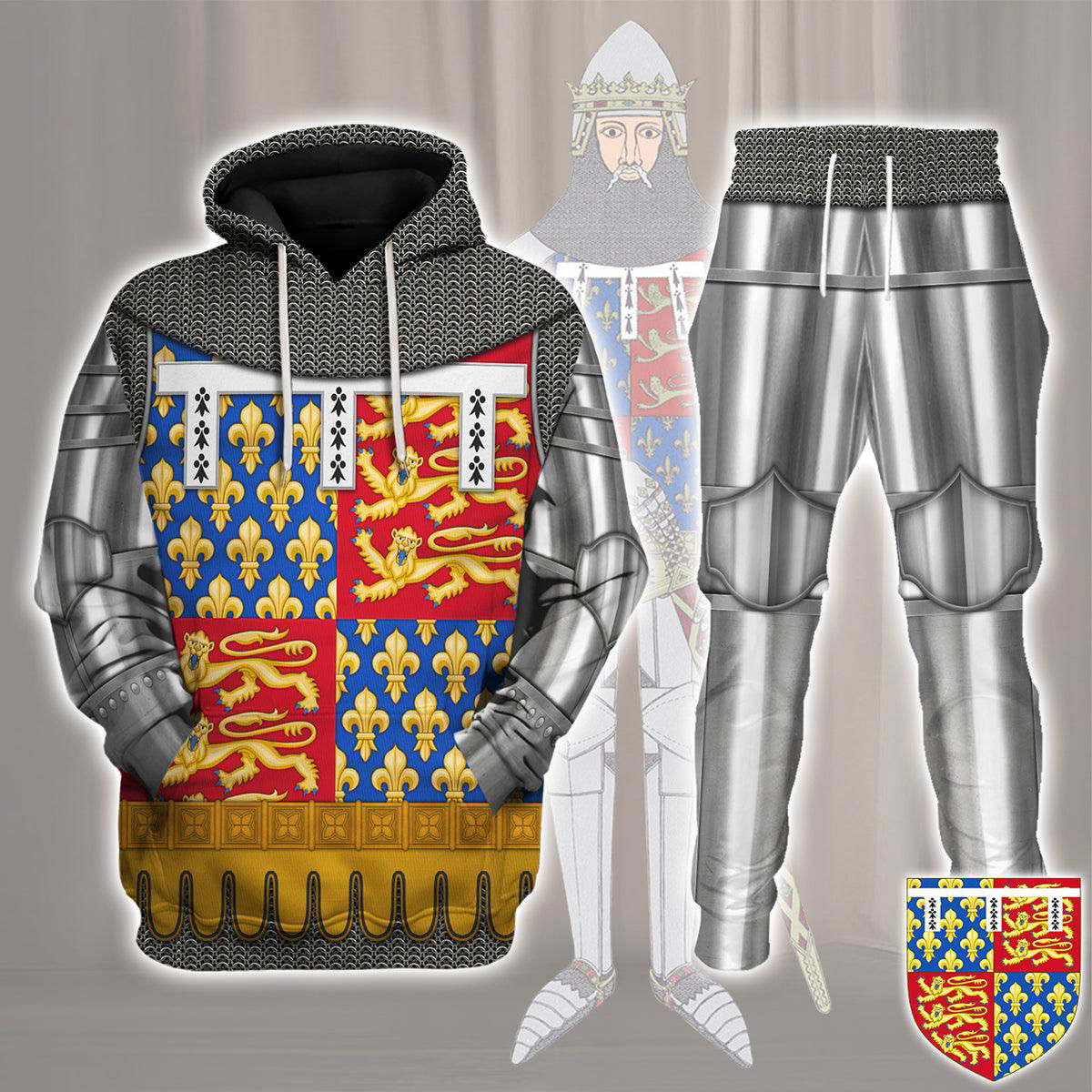 John of Gaunt, Duke of Lancaster Amour Knights Costume Hoodie Sweatshirt T-Shirt Tracksuit