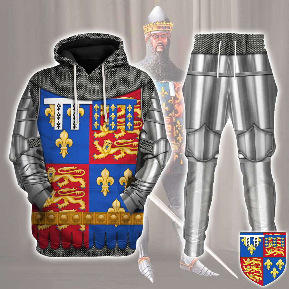 John of Lancaster, 1st Duke of Bedford Amour Knights Costume Hoodie Sweatshirt T-Shirt Tracksuit