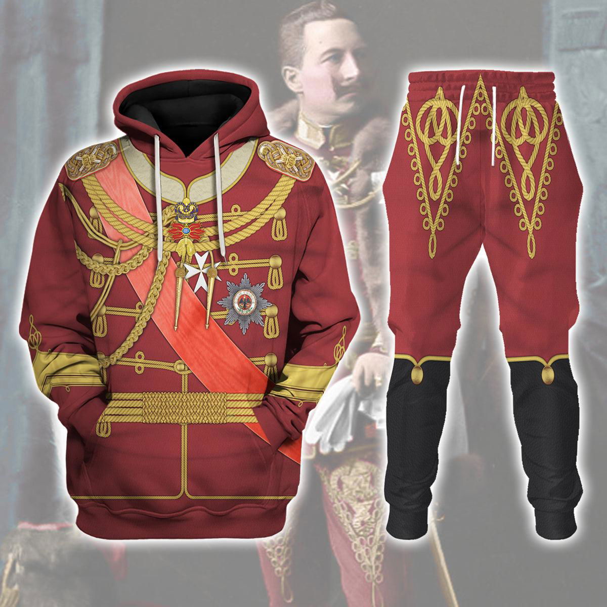 Kaiser Wilhelm II Uniform Austria-Hungary Costume Hoodie Sweatshirt T-Shirt Tracksuit