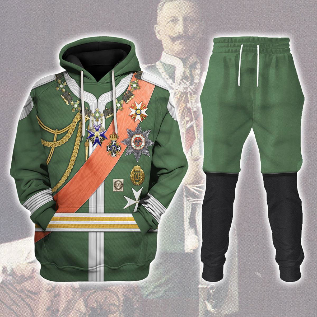 Kaiser Wilhelm II Uniform Dreifarbendruck Costume Hoodie Sweatshirt T-Shirt Tracksuit