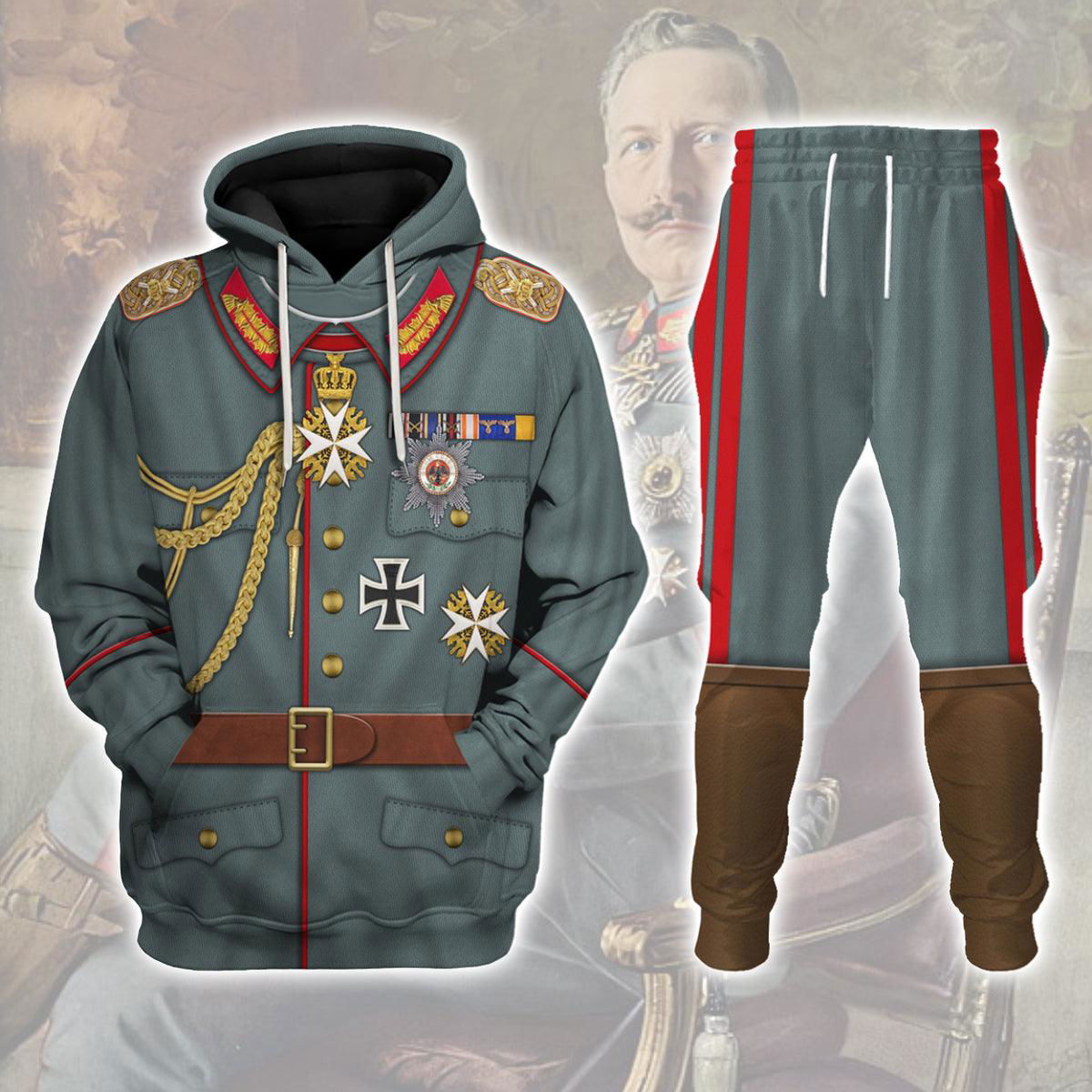 Kaiser Wilhelm II Uniform German Emperor Costume Hoodie Sweatshirt T-Shirt Tracksuit