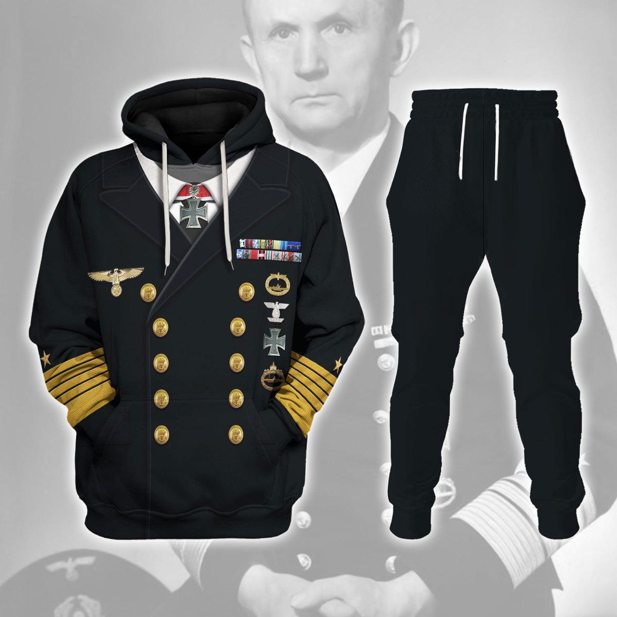 Karl Donitz President of Germany Costume Hoodie Sweatshirt T-Shirt Tracksuit