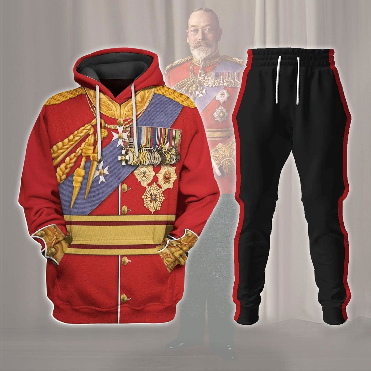 King George V King of the United Kingdom Costume Hoodie Sweatshirt T-Shirt Tracksuit