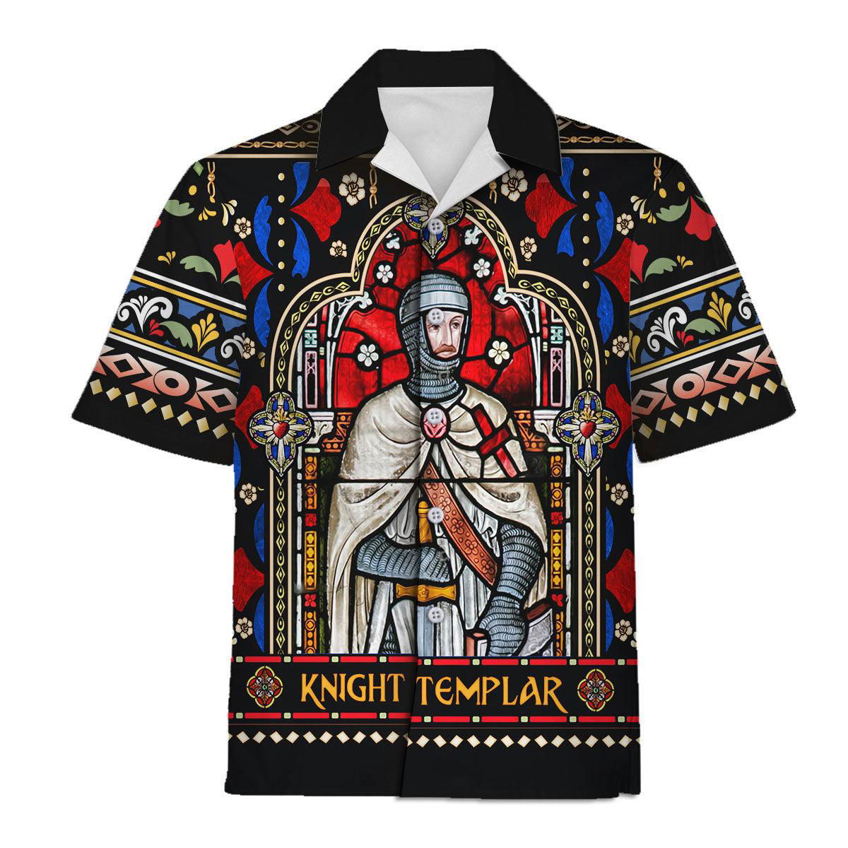 Knight Templar Stained Glass Hawaiian Shirt Polo Shirt