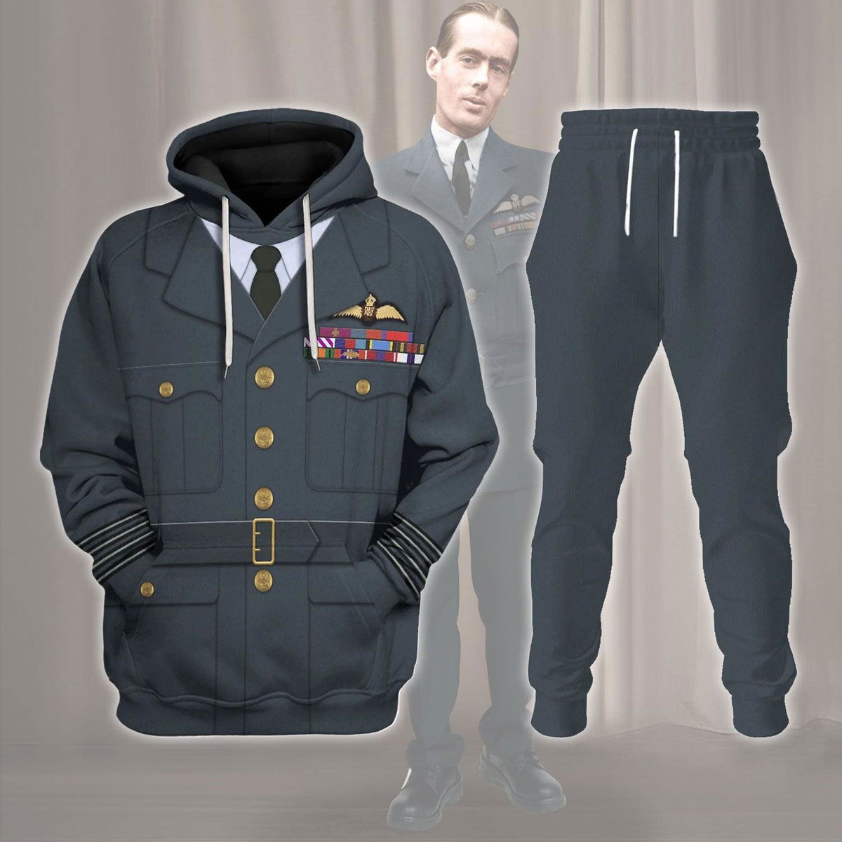 Leonard Cheshire Royal Air Force Pilot Uniform Costume Hoodie Sweatshirt T-Shirt Tracksuit