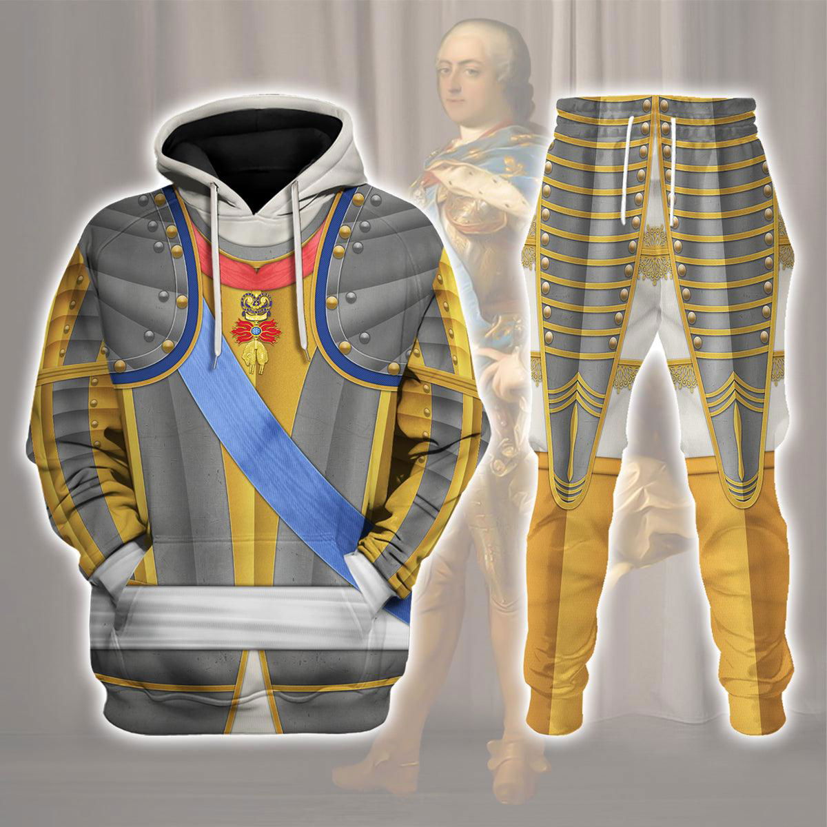 Louis XV of France Armour Costume All Over Print Hoodie Sweatshirt T-Shirt Tracksuit