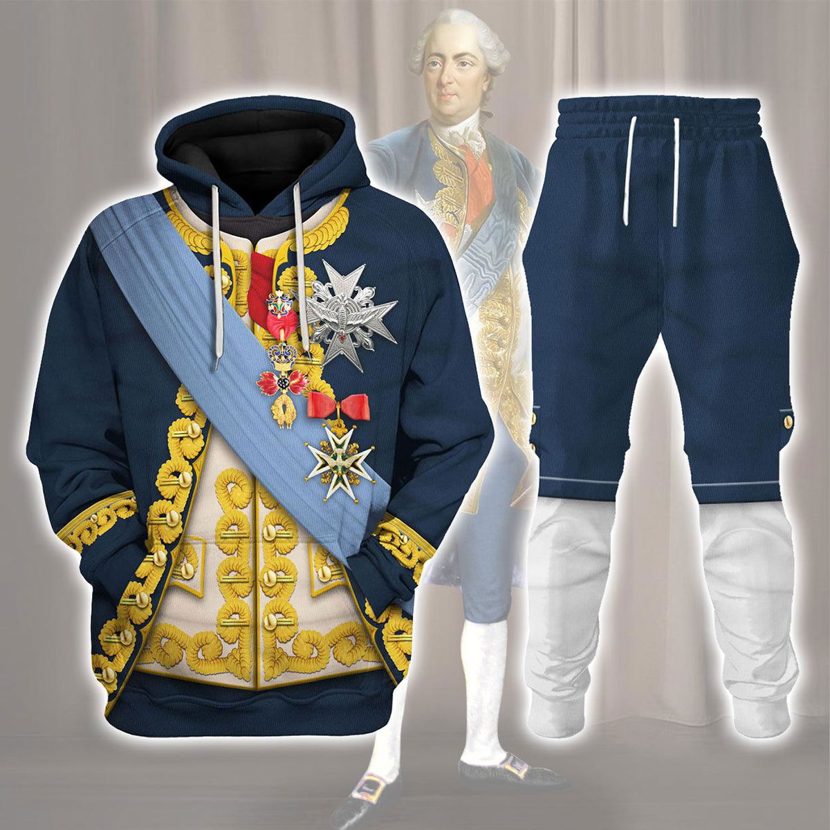 Louis XV of France In 1763 Uniform All Over Print Hoodie Sweatshirt T-Shirt Tracksuit