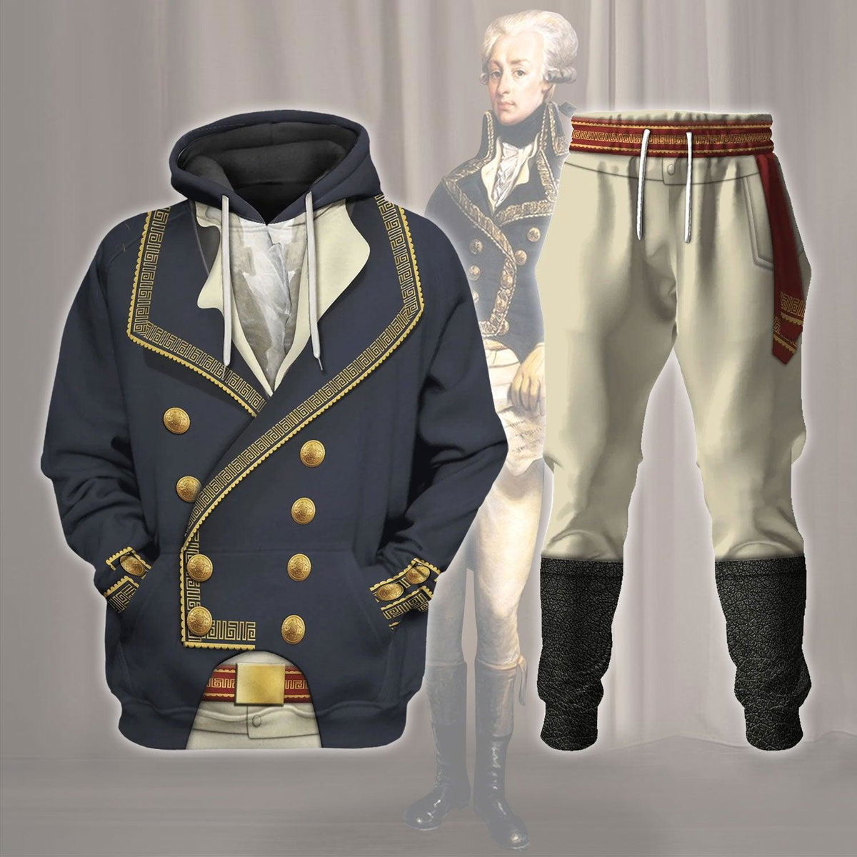 Marquis de Lafayette American Revolutionary War Costume Hoodie Sweatshirt T-Shirt Tracksuit