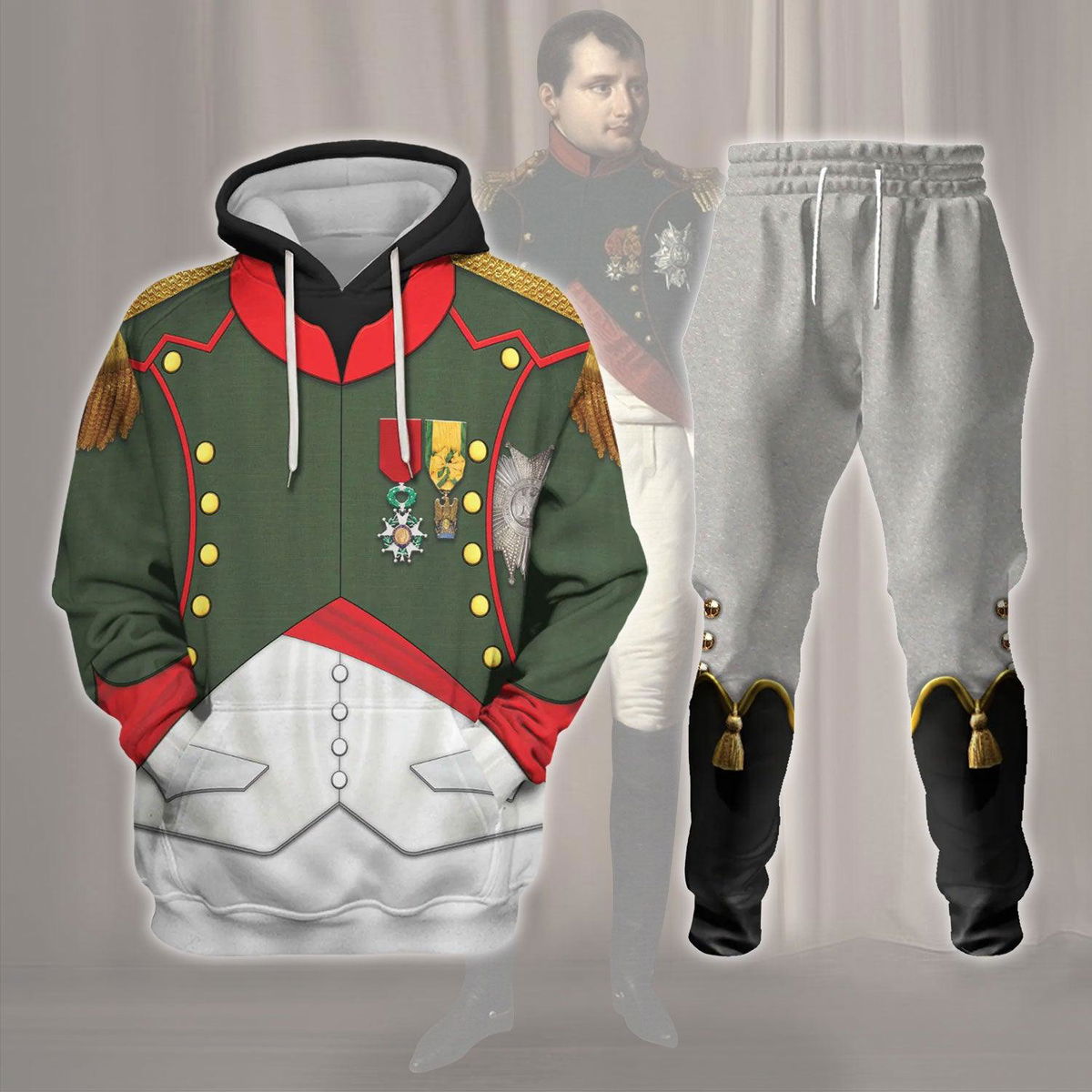 Napoleon in Chasseur-Cheval Reg Costume Hoodie Sweatshirt T-Shirt Tracksuit