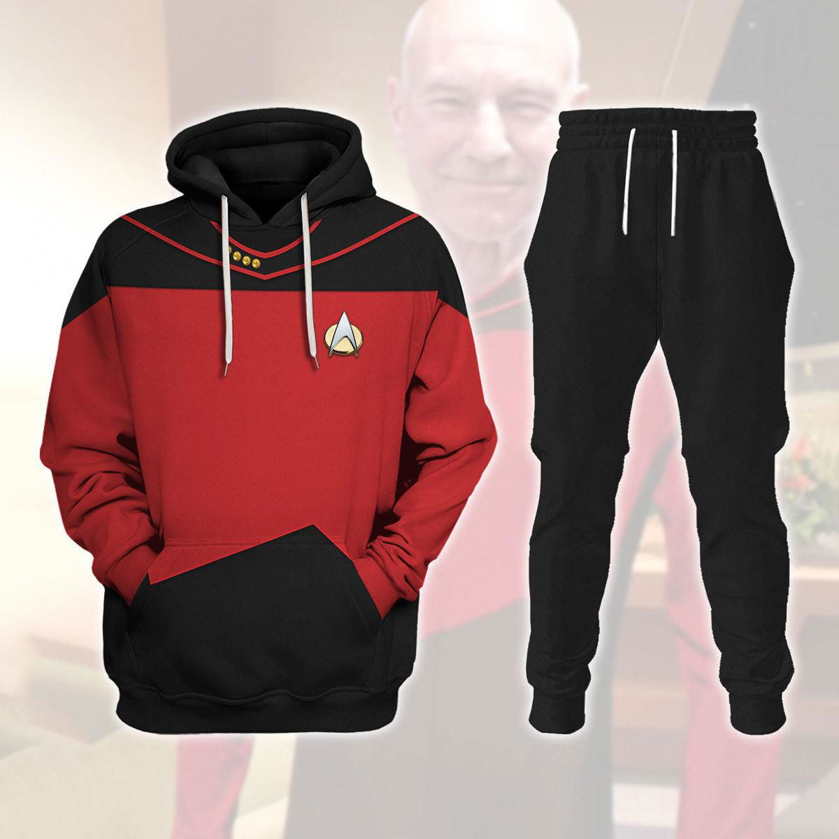 Picard The Next Generation Red Costume Hoodie Sweatshirt T-Shirt Sweatpants Apparel