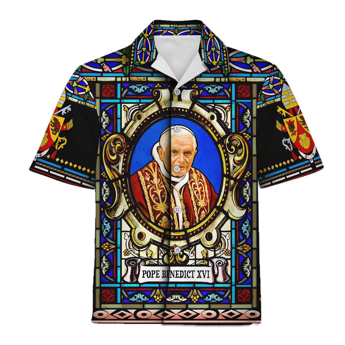 Pope Benedict XVI Stained Glass Hawaiian Shirt