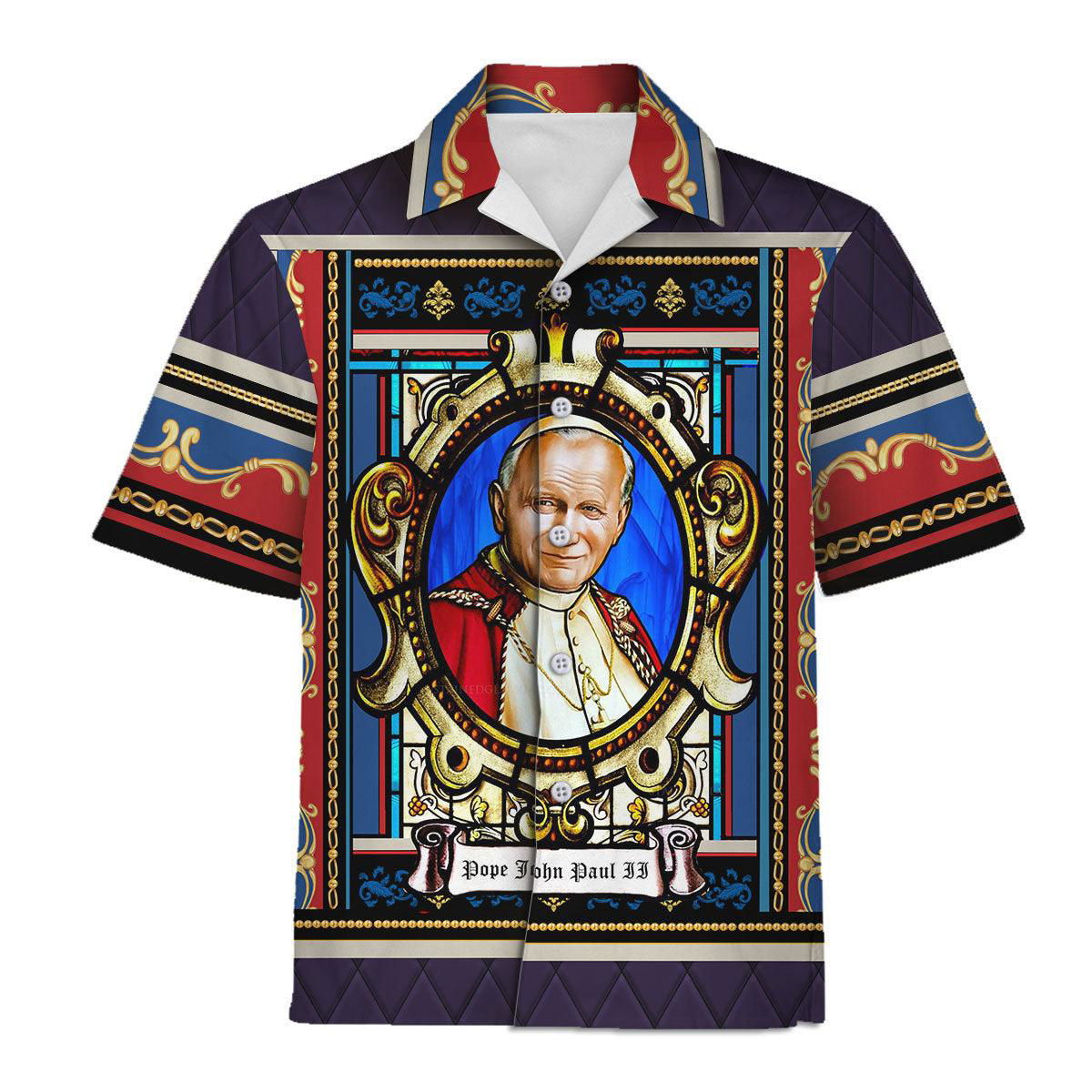 Pope John Paul II Stained Glass Hawaiian Shirt